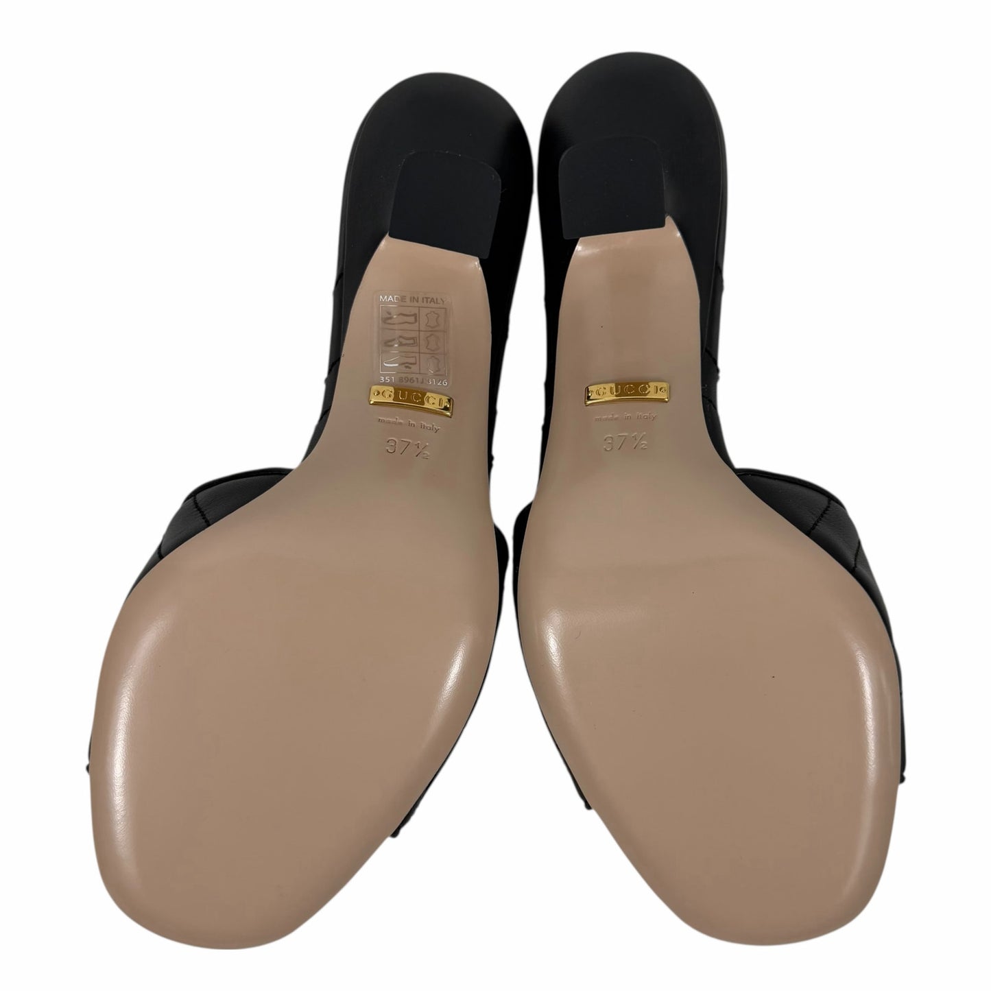 Gucci Nappa Matelasse GG Marmont 75mm Slide Sandal Black Size 37.5