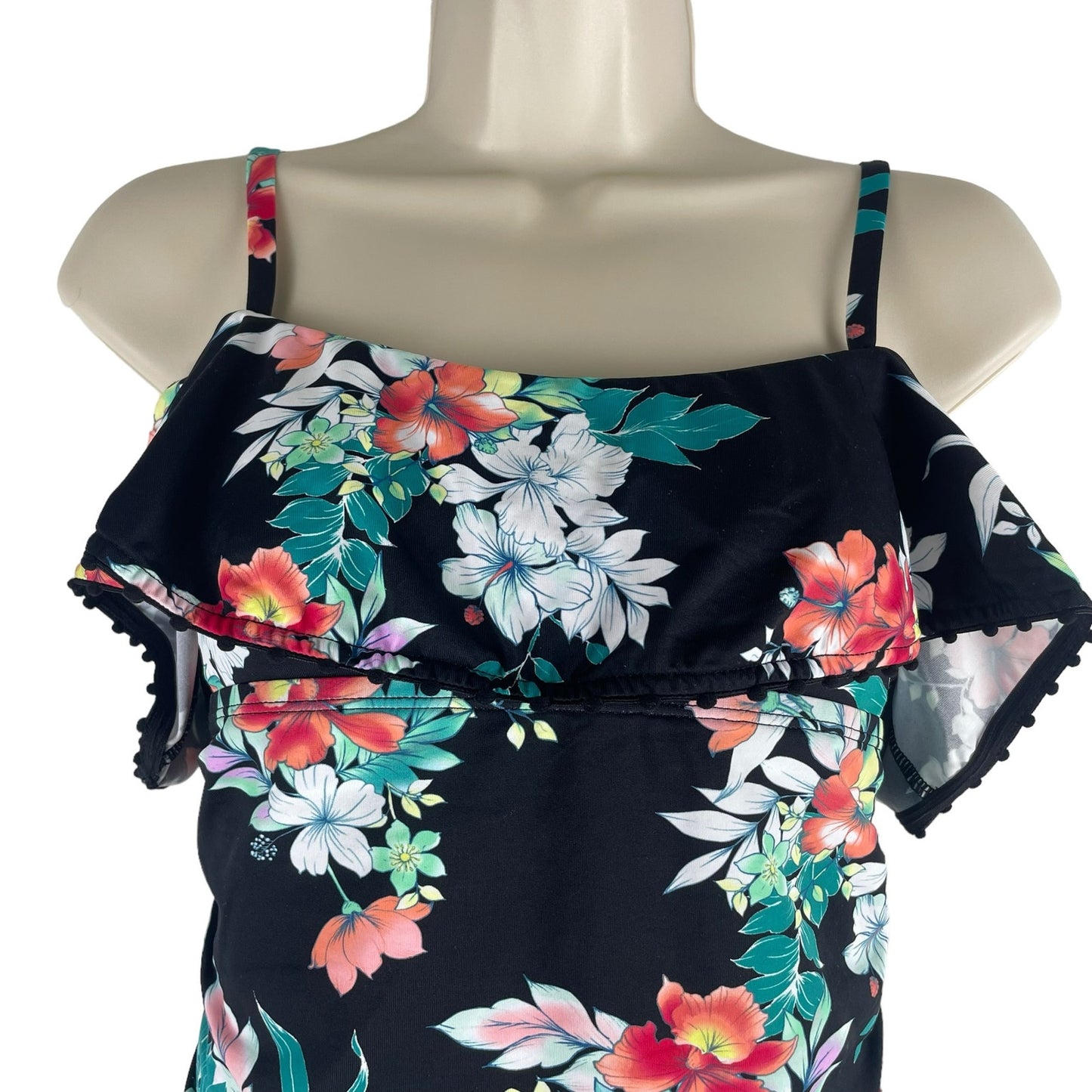 Tommy Bahama Floral Springs Flounce Tankini Top Swim Size XS