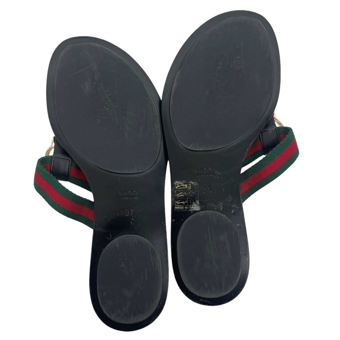 Gucci Interlocking GG Web Strap Thong Sandals Black Size 37