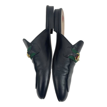 Gucci Princetown Leather Horsebit Web Mules Slipper Black Size 39