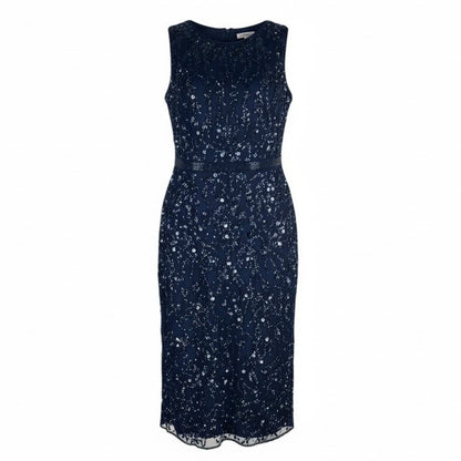 Mac Duggal Sequin Sleeveless Midi Dress 93767 Midnight Blue Size 12