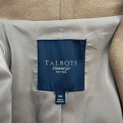 Talbots Wool Cashmere Blend Hidden Button Car Coat Dark Camel Size 14P
