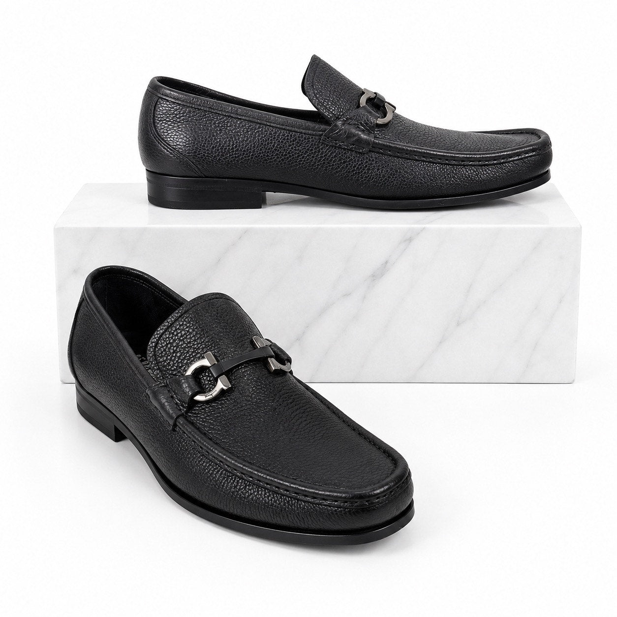 Salvatore Ferragamo Grandioso Gancini Bit Leather Loafer Black Size 10.5EE