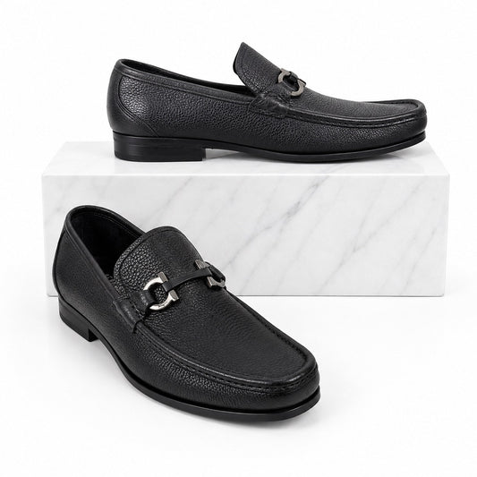 Salvatore Ferragamo Grandioso Gancini Bit Leather Loafer Black Size 10.5EE