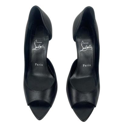 Christian Louboutin Open Apostropha 80 d'Orsay Leather Pump Black Size 38