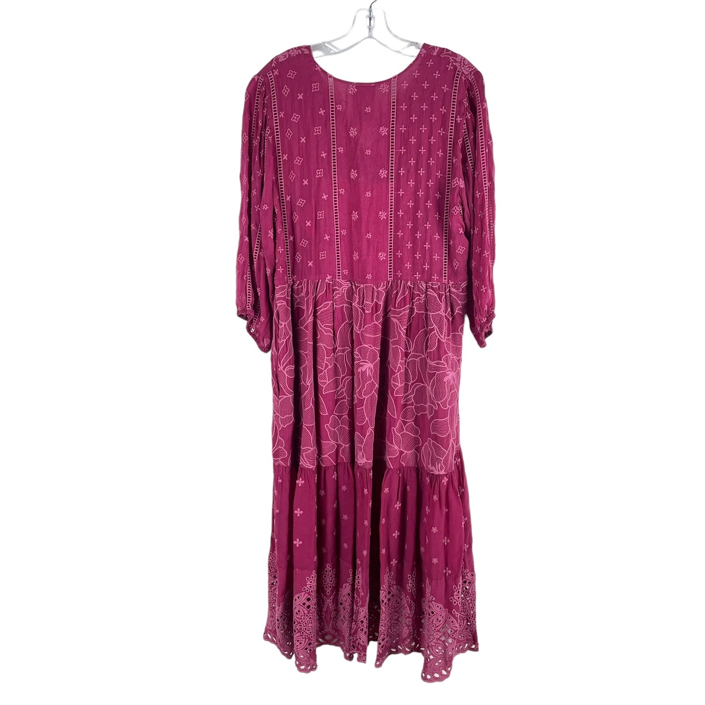 Johnny Was Gracie Hopscotch Embroidered Midi Dress Rumba Red Size XS