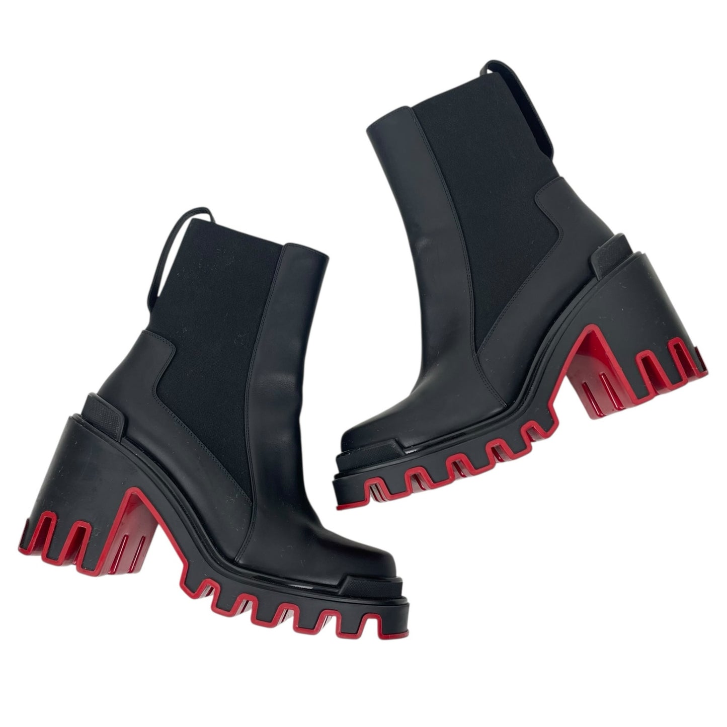 Christian Louboutin Marchacroche Duna 95 Low Boots Black Leather Size 39.5