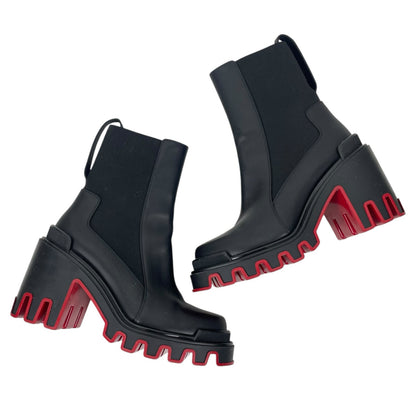 Christian Louboutin Marchacroche Duna 95 Low Boots Black Leather Size 39.5