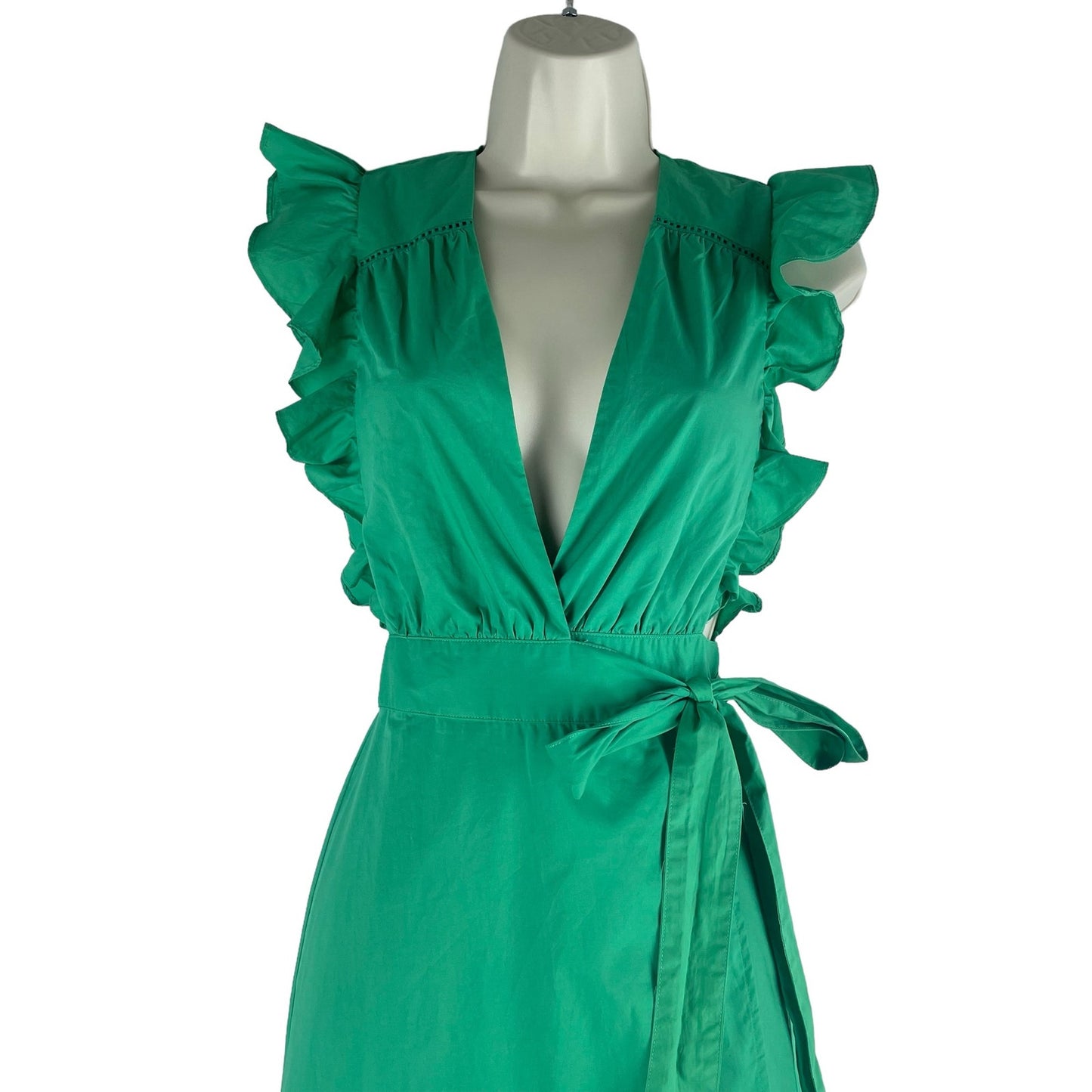 Lovers + Friends Zane Wrap Midi Dress Plunge Neck Green Size XS