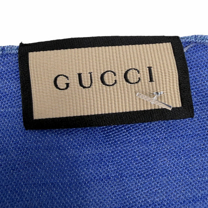 Gucci Wool Silk GG Monogram Light Jacquard Scarf Two Tone Blue