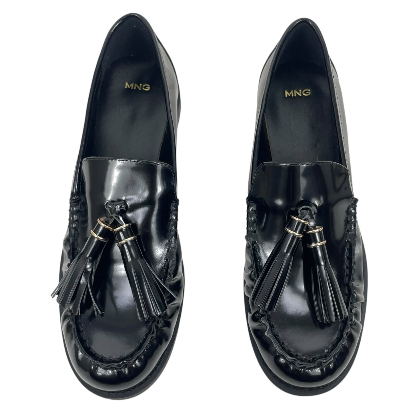 Mango Leather Slip On Loafer with Tassel Black Size 39/ 8.5