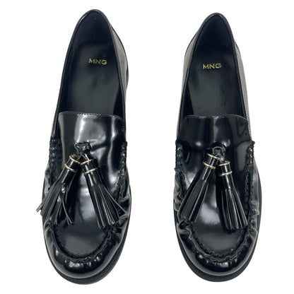 Mango Leather Slip On Loafer with Tassel Black Size 39/ 8.5