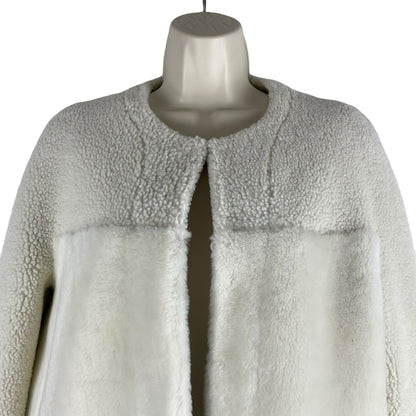 Loro Piana Collarless Fur Jacket White Lambskin Reversible Size 46 Large