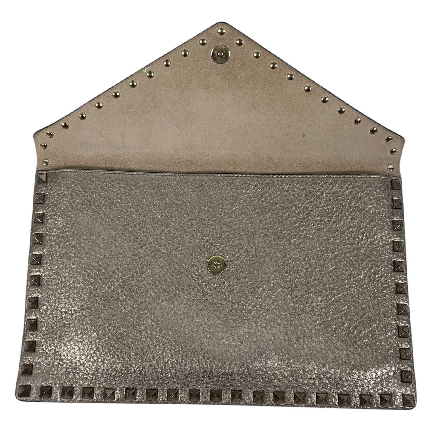 Valentino Garavani Rockstud Large Metallic Envelop Clutch Bag Bronze