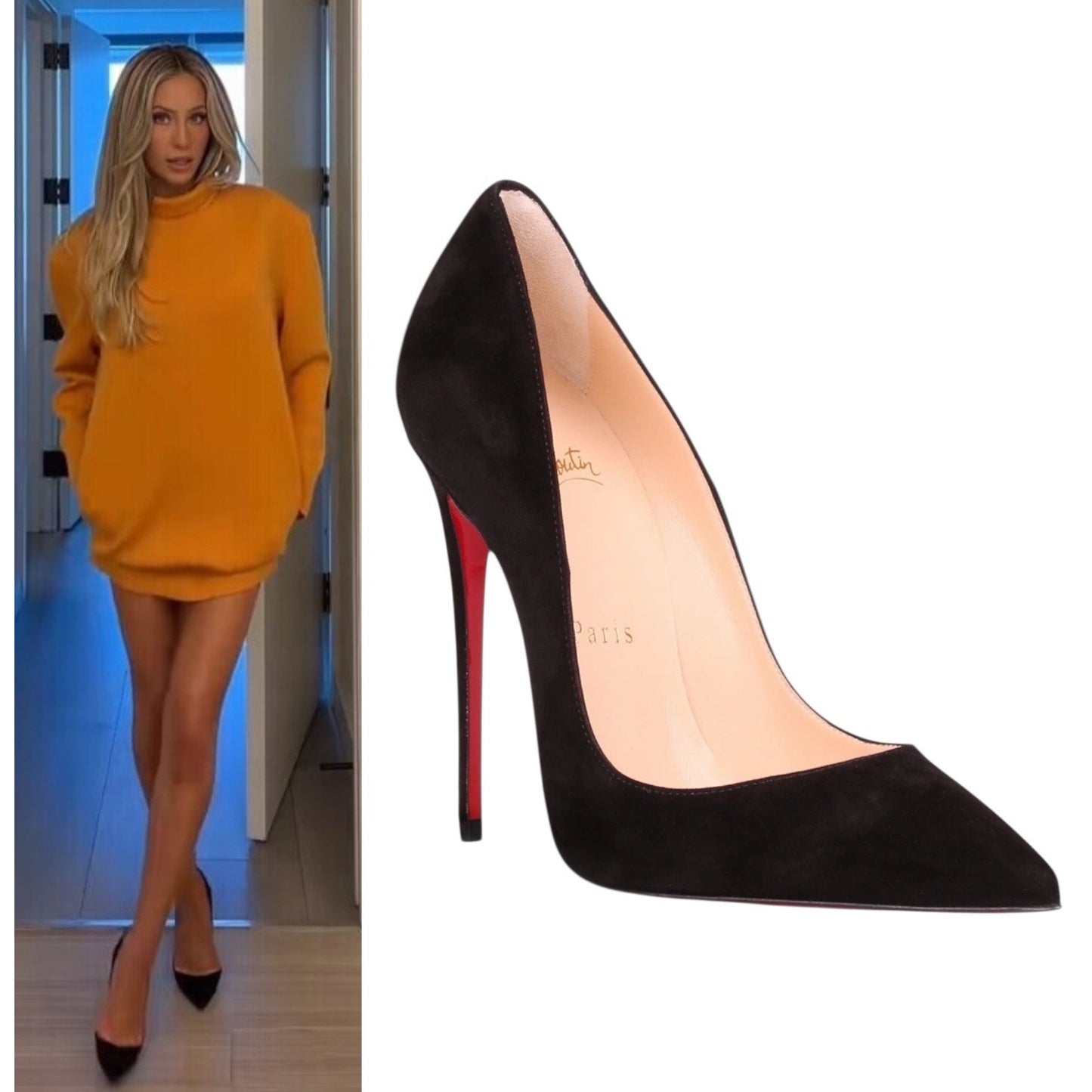 Christian Louboutin So Kate 120 Suede Pointed Toe Pumps Black Size 38