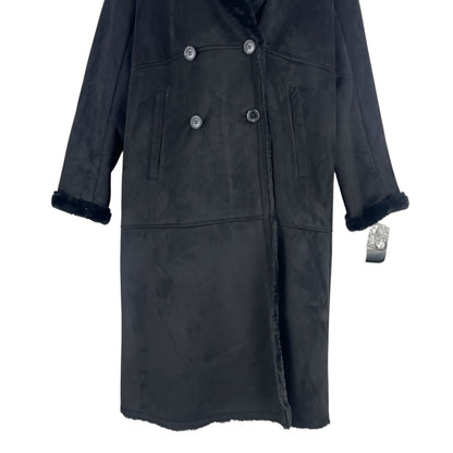 Lauren Ralph Lauren Double Breasted Faux Shearling Coat Black Size XL
