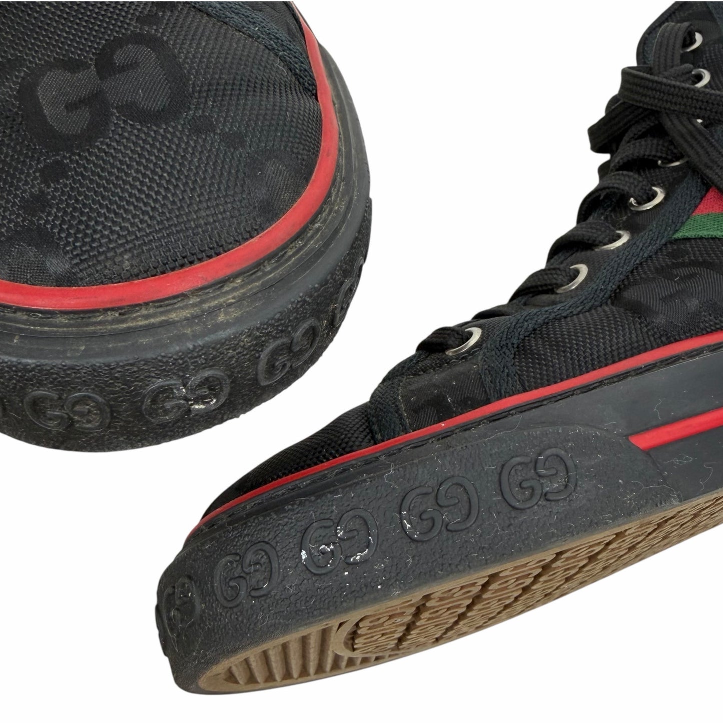 Gucci Off the Grid High Top Sneakers 1977 Tennis Shoes Black Men Size 10.5/US 11