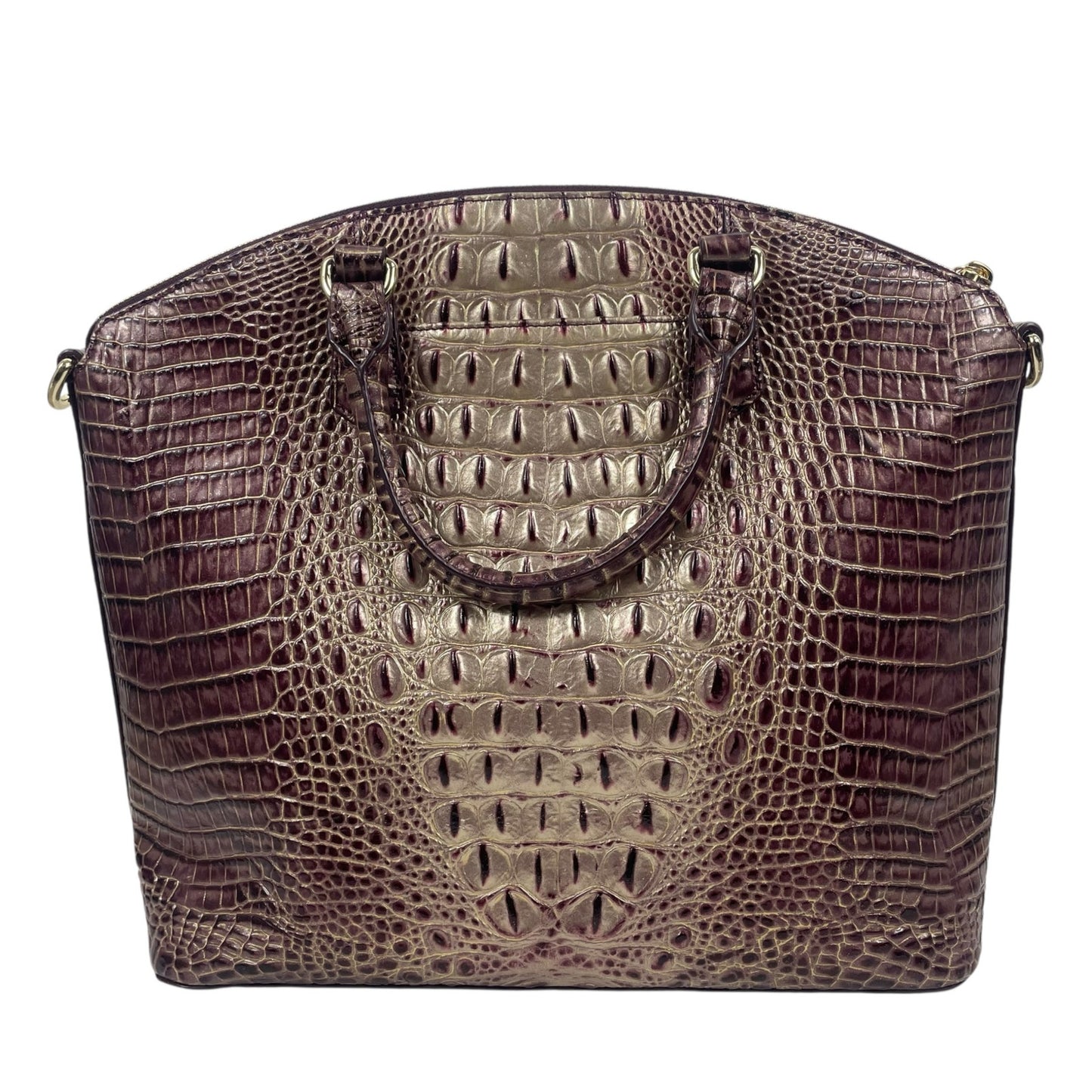 Brahmin Large Duxbury Satchel Bag Port Ombre Melbourne Purple Leather Croc