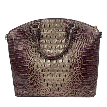 Brahmin Large Duxbury Satchel Bag Port Ombre Melbourne Purple Leather Croc
