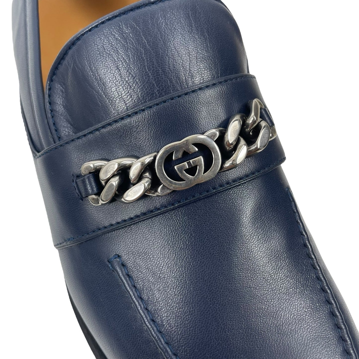 Gucci Interlocking GG Supple Lamb Leather Loafer Blue Size 9/ US 9.5