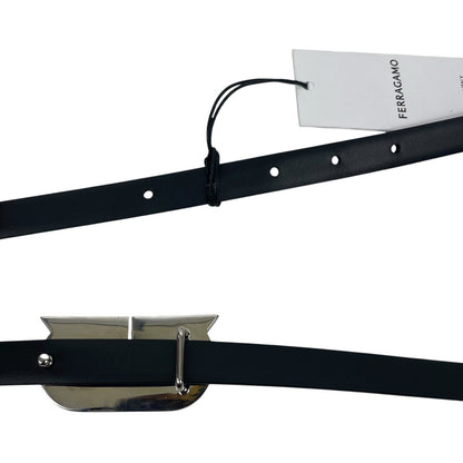 Salvatore Ferragamo Gancio Ellipse Skinny Leather Belt Size 80/32"