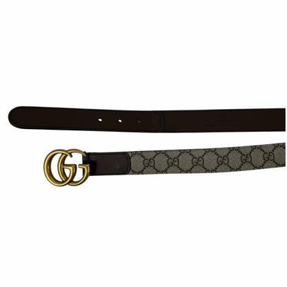 Gucci Canvas Monogram GG Buckle Supreme Leather Belt Brown Size 85cm/34"