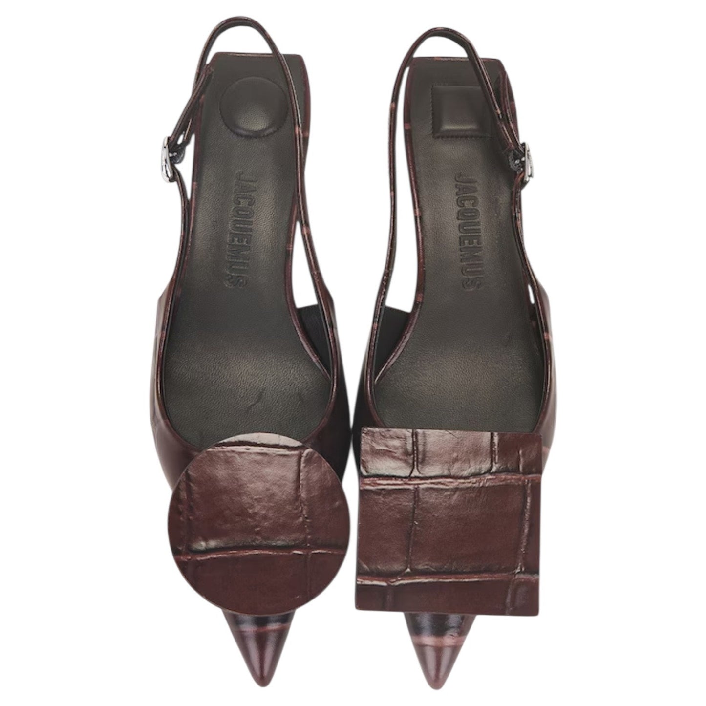 Jacquemus Les Duelo Slingback Pump Croc Emboss Brown Size 38