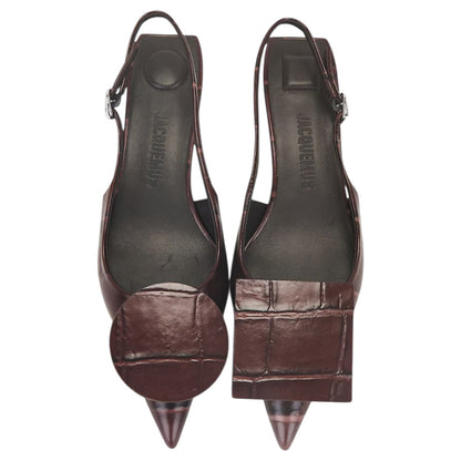 Jacquemus Les Duelo Slingback Pump Croc Emboss Brown Size 38