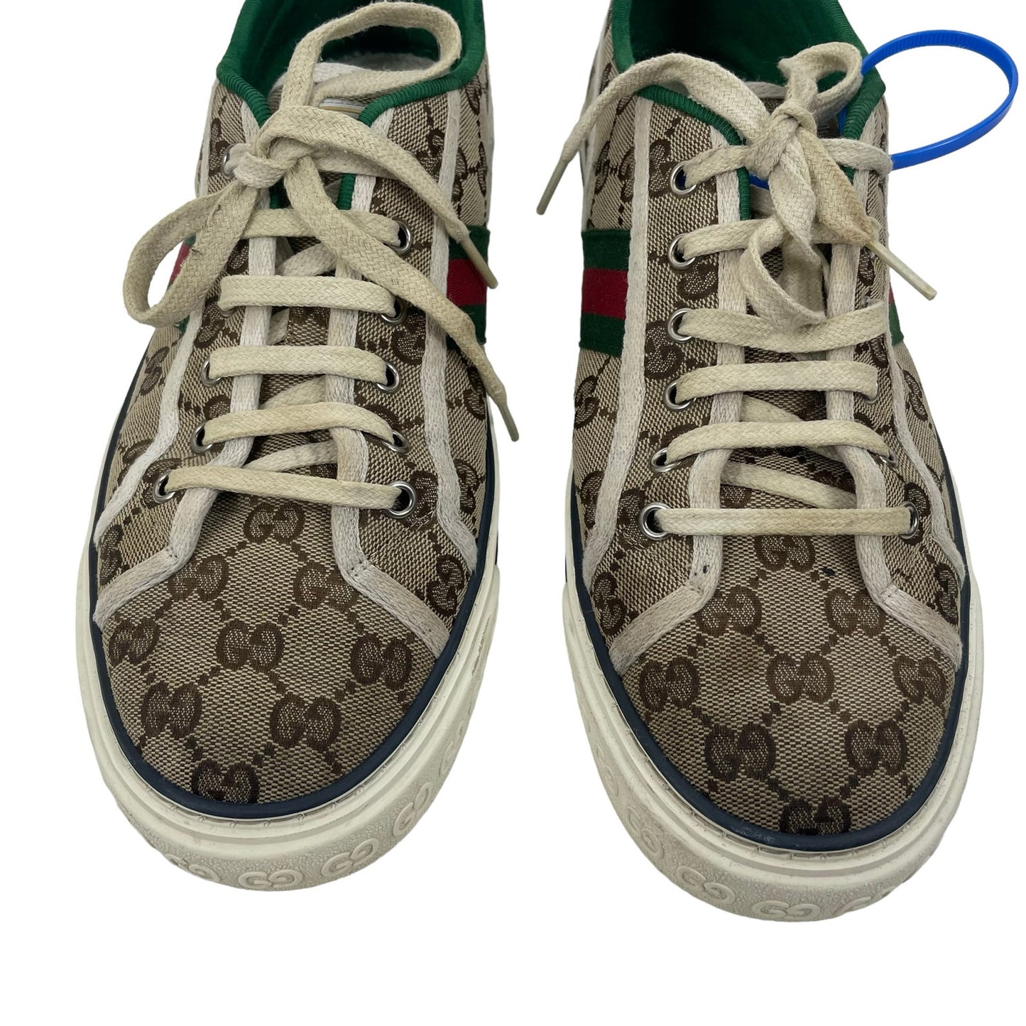 Gucci GG 1977 Tennis Sneakers Lace Up Beige Ebony Original Men Size 9