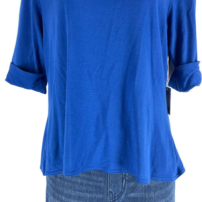 NEW Worth NY Open Back 3/4 Sleeve Casual Top Blue Size L