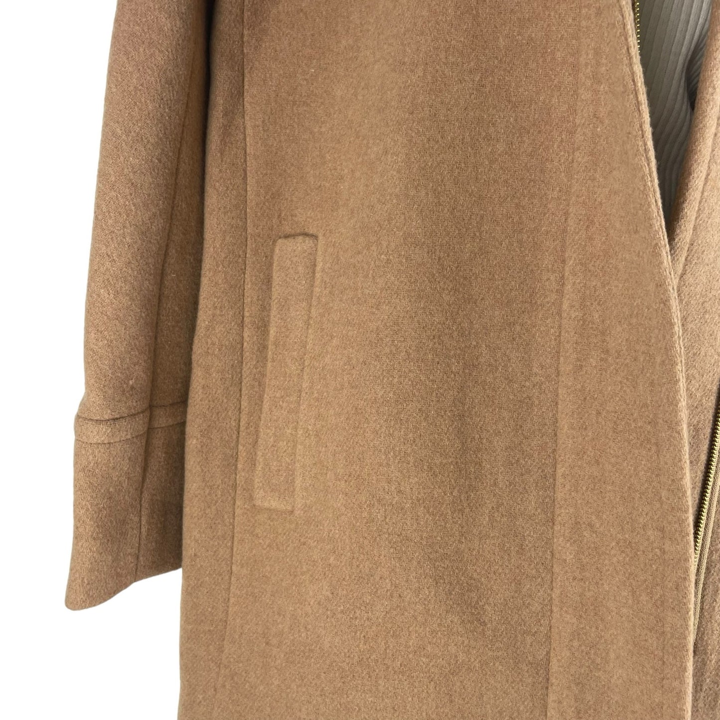 J. Crew Factory Wool Blend City Coat Side Zip Camel Tan Size 14