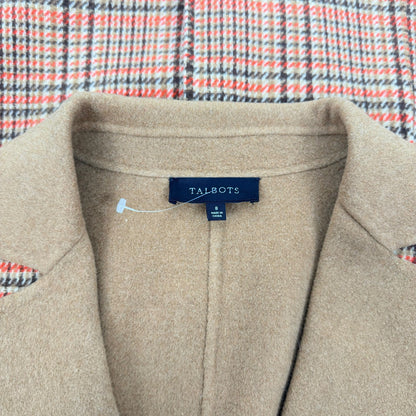 Talbots Wool Blend Doubleface Long Coat Campfire Plaid Size 8