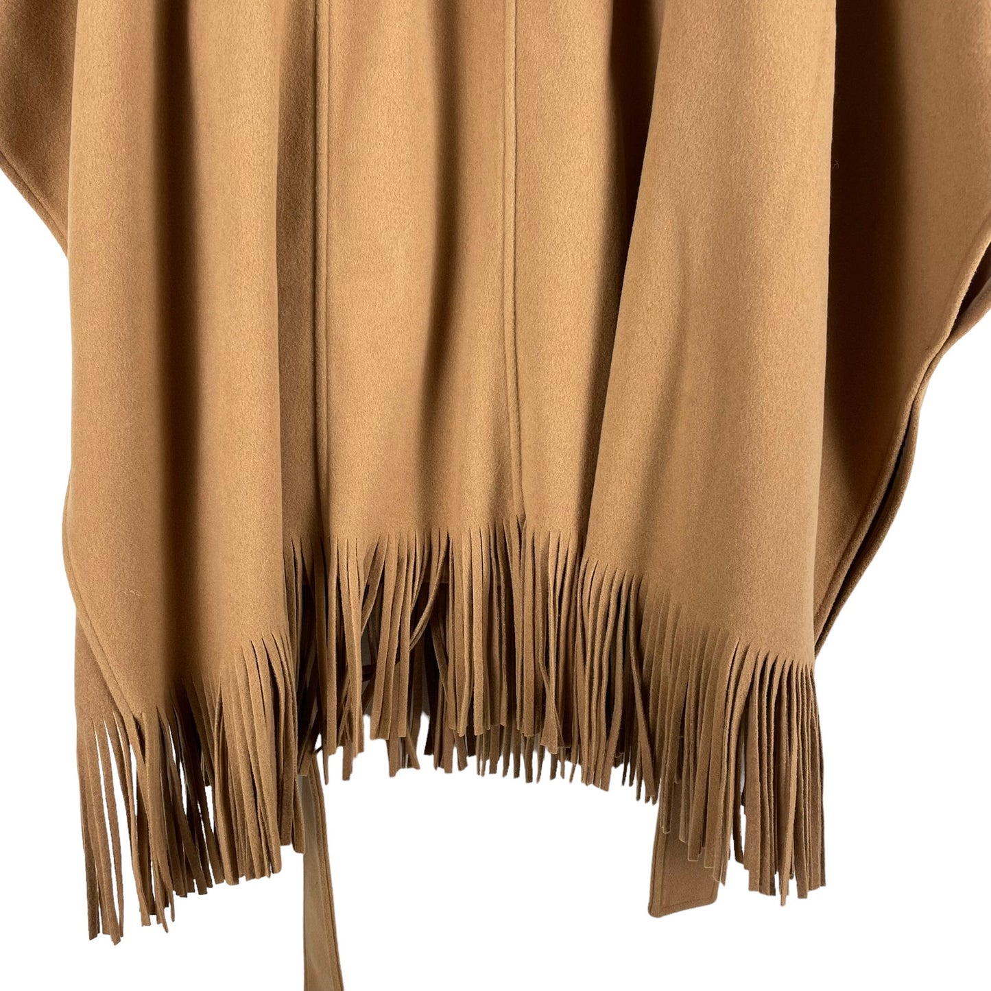 Express Fringe Belted Cape Poncho Coat Butterscotch Camel Size M/L