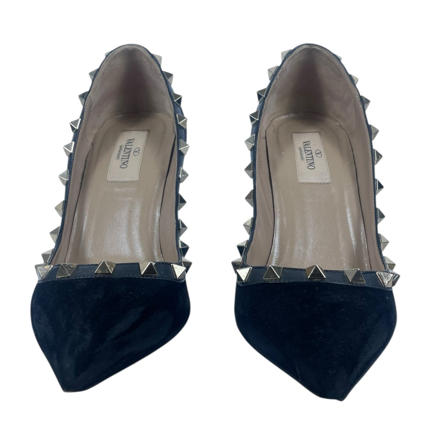 Valentino Garavani Black Rockstud Suede Pointed Toe Pump Size 36.5