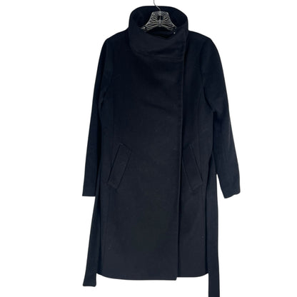 Ann Taylor Funnel Neck Wool Blend Belted Coat Black Size XSP