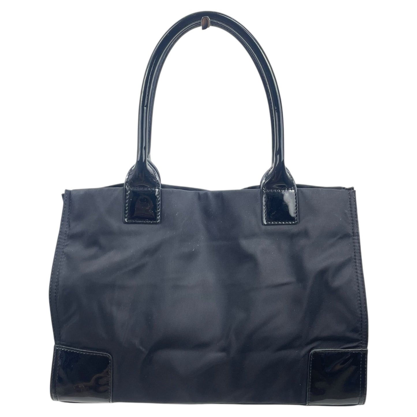 Tory Burch Black Small Ella Tote Bag Patent Leather Nylon Shoulder Bag