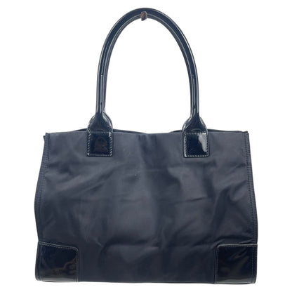 Tory Burch Black Small Ella Tote Bag Patent Leather Nylon Shoulder Bag