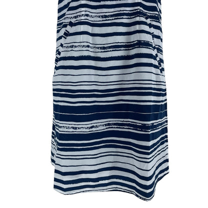 CAbi Nautical Stripe Mini Sun Dress Front Knot Blue White Size XS