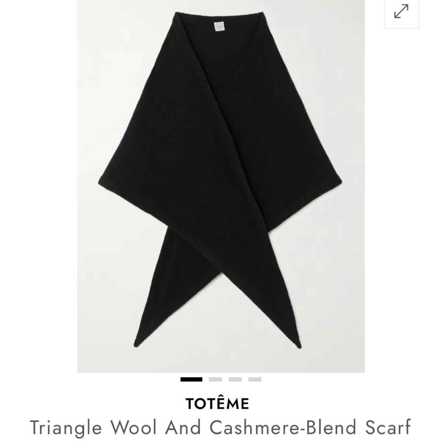 Toteme Triangle Wool & Cashmere Blend Scarf Wrap Black One Size