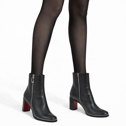 Christian Louboutin CL Zip 70 Calf Leather Ankle Boots Black Size 40
