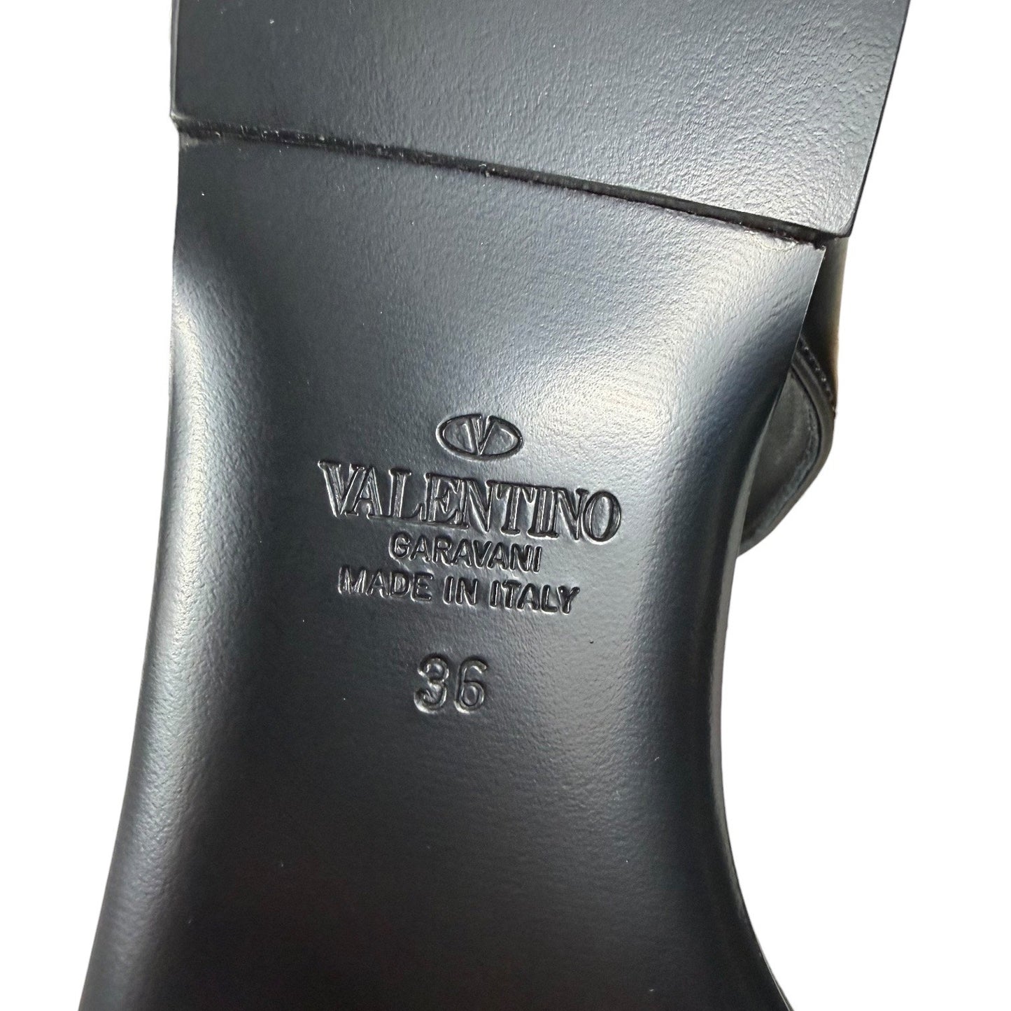 Valentino Garavani Roman Stud Ankle Strap Leather Sandal Black Size 36
