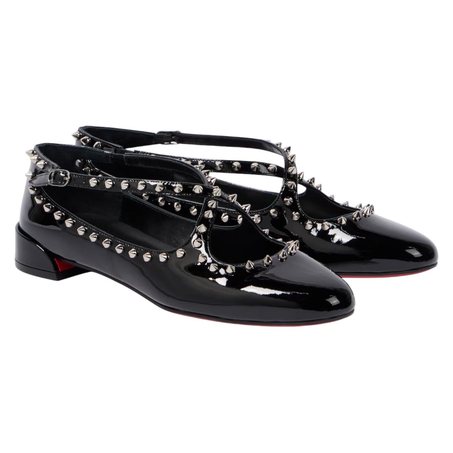 Christian Louboutin Pilouta Jane Spiked Patent Flats Black Size 36.5