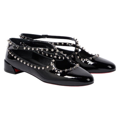 Christian Louboutin Pilouta Jane Spiked Patent Flats Black Size 36.5