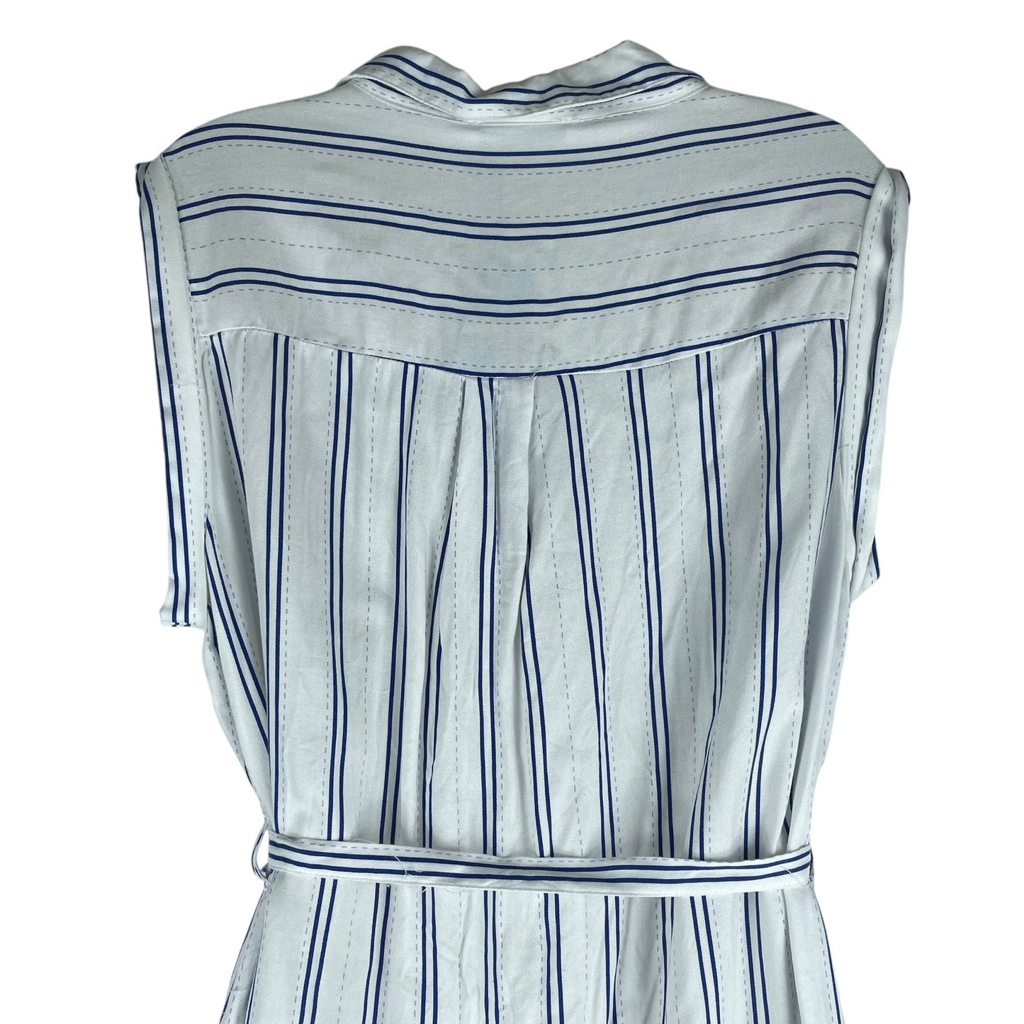 Cotton On Alexis Shirt Dress Sleeveless Belt Tie White Blue Size M