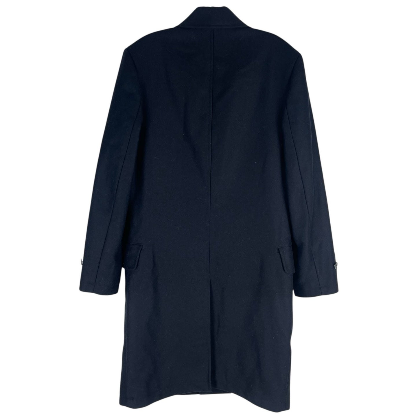 Lands' End Wool Blend Single Breasted Long Top Coat Black Men Size L Reg