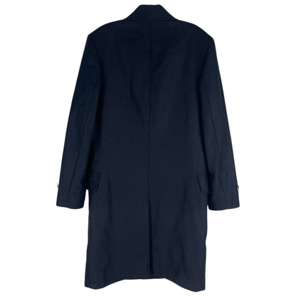 Lands' End Wool Blend Single Breasted Long Top Coat Black Men Size L Reg