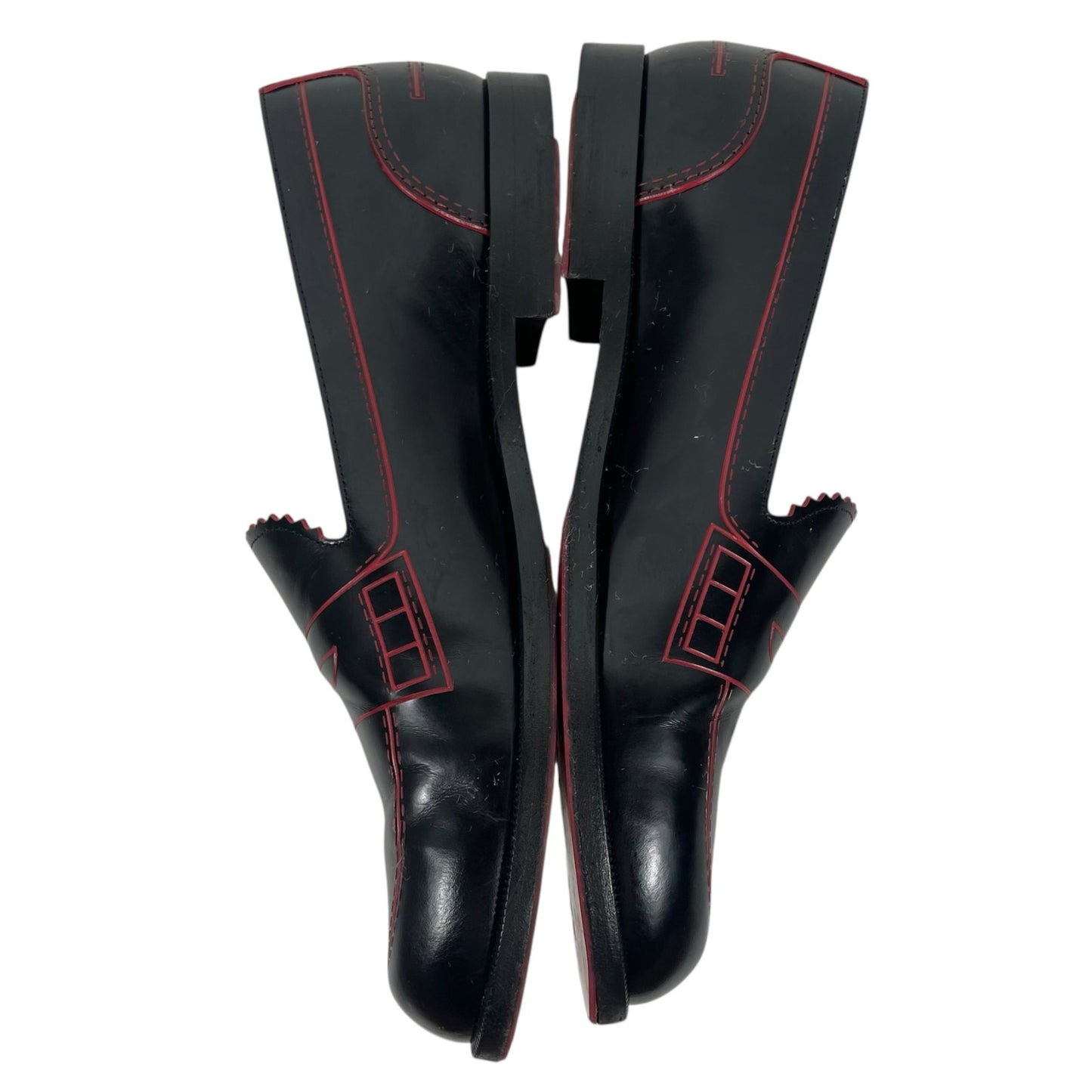 Christian Louboutin Mocalaureat Leather Penny Loafer Black Red Size 36