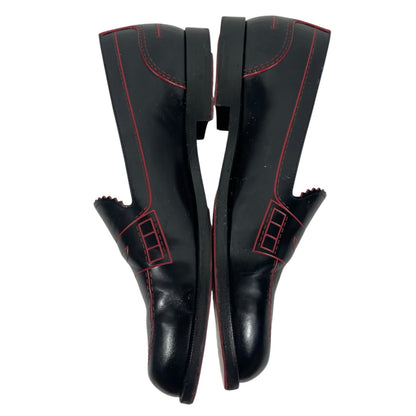 Christian Louboutin Mocalaureat Leather Penny Loafer Black Red Size 36