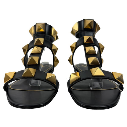 Valentino Garavani Roman Stud Ankle Strap Leather Sandal Black Size 36