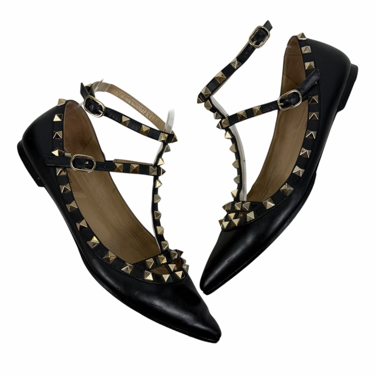 Valentino Garavani Rockstud Caged Leather Ballet Flats Black Size 38